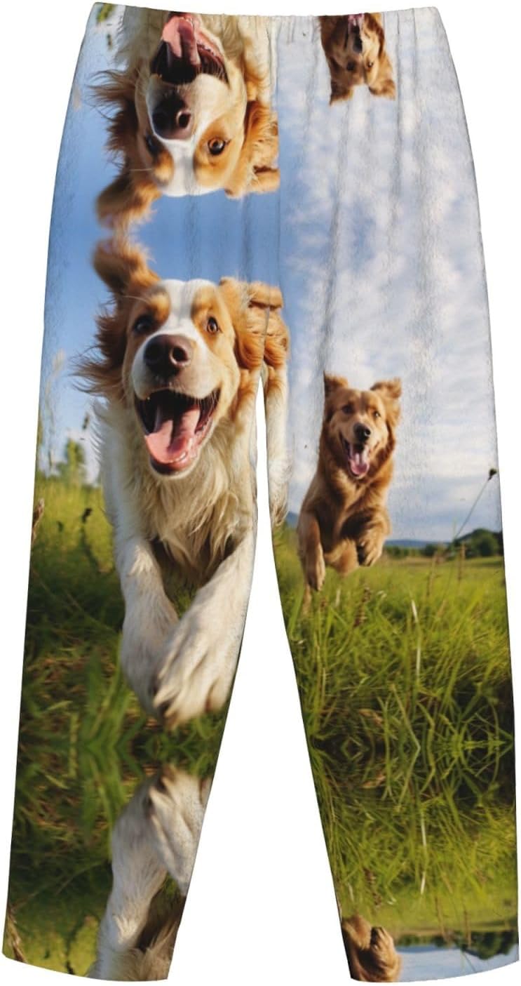 Fun Dogs Print Cozy Christmas Pajama Pants,Flannel Pajama Bottoms,Cater To Various Body Types