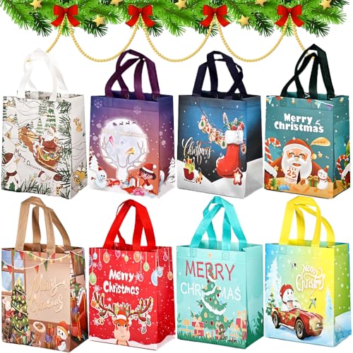 Bolsas de regalo con asas,Bolsa de compras navideña,Bolsa de navidad,Llevar bolsa de compras,Bolsa plegable compra frutas,Bolsas De Supermercado Reutilizables(8 unidades)