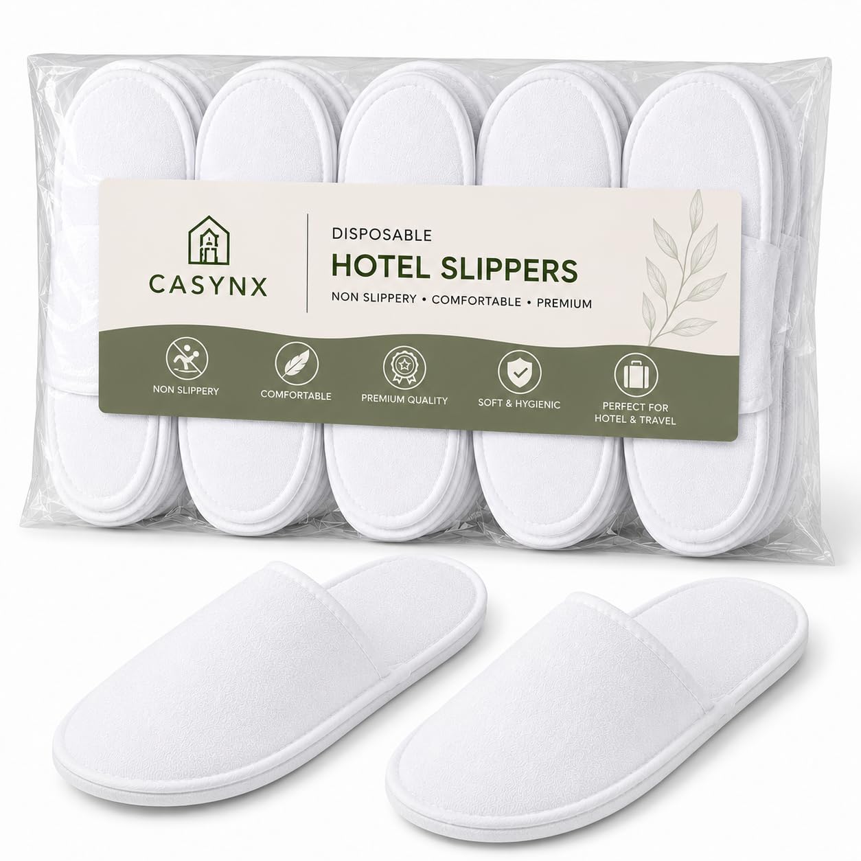 Hotel Guest Room Slippers Bathroom Slipper Terry Towel Disposable Slipper Close-Toe, 5MM Sole, Free Size (Unisex, White) | Disposable Hotel Accessories-image-14