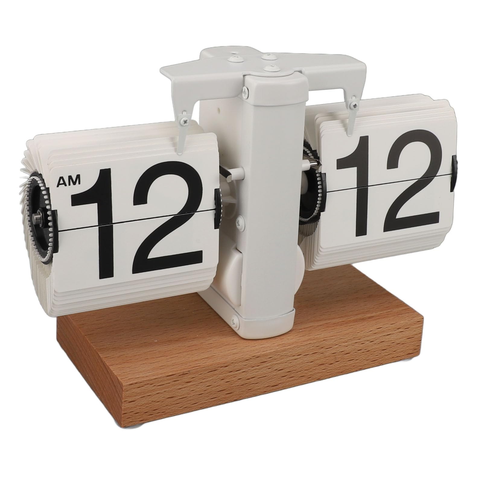 Europese Retro Digital Flip Down Clock, Mechanische Digitale Flip Clock, Interne Gear Operated Klok, Batterij Aangedreven, Flip Bureauklok voor Home Office 24 Uur (Witte Pagina