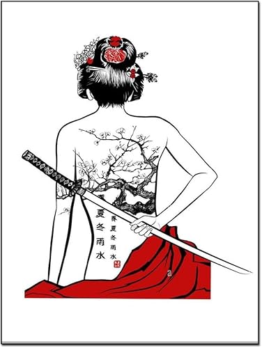 Pintura artística japonesa de geisha samurái impresión de arte oriental vintage decoración de pared 4 pintura en lienzo pósteres e impresiones de