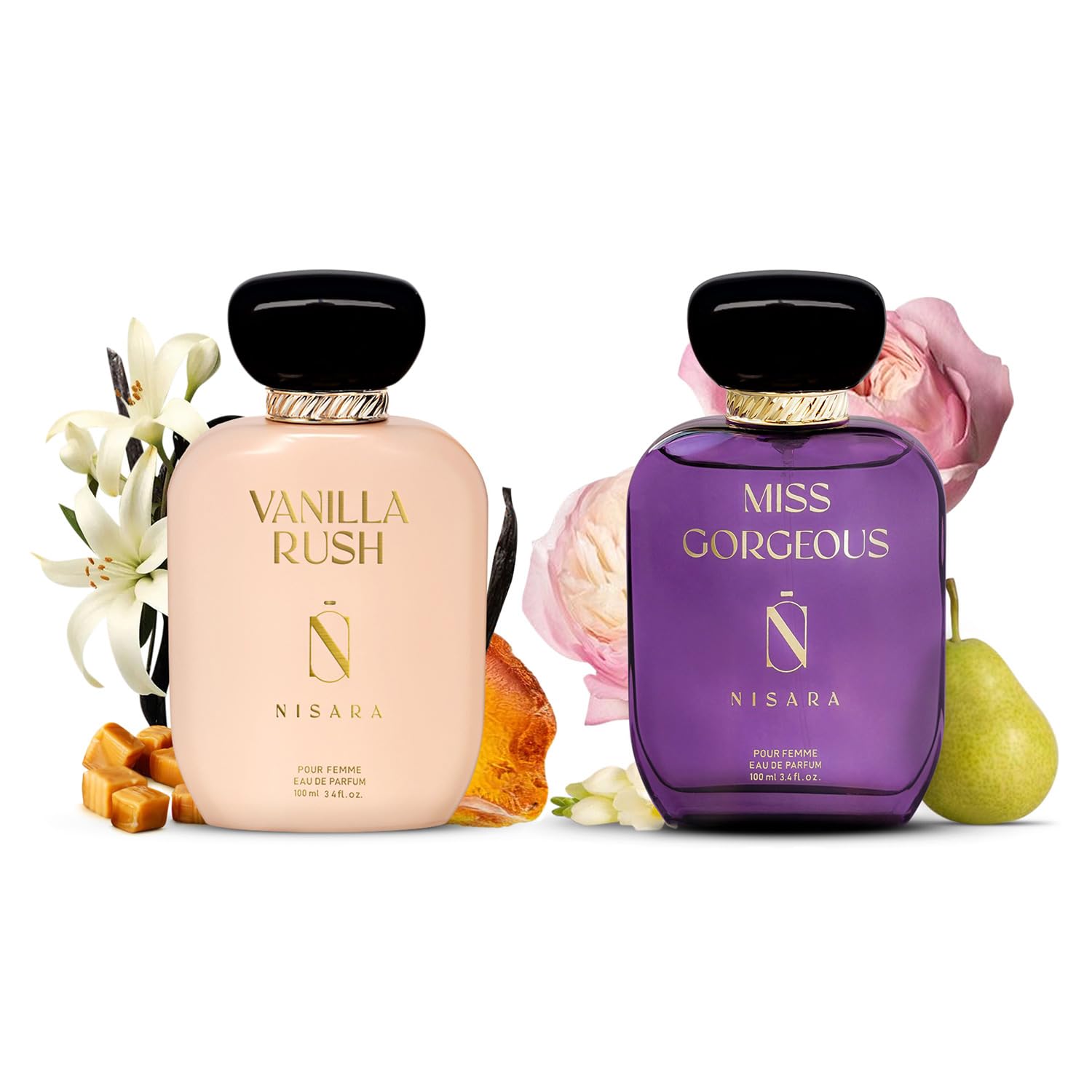 Nisara Vanilla Rush & Miss Gorgeous Perfume For Woman Combo | Girl Long Lasting Eau De Parfum | With Vanilla, Peark, Orange, Rose, Musk, Amber| Long Lasitng EDP Scent spray for Woman | Premium Perfume For Her | Pack of 2*100ml-image-21