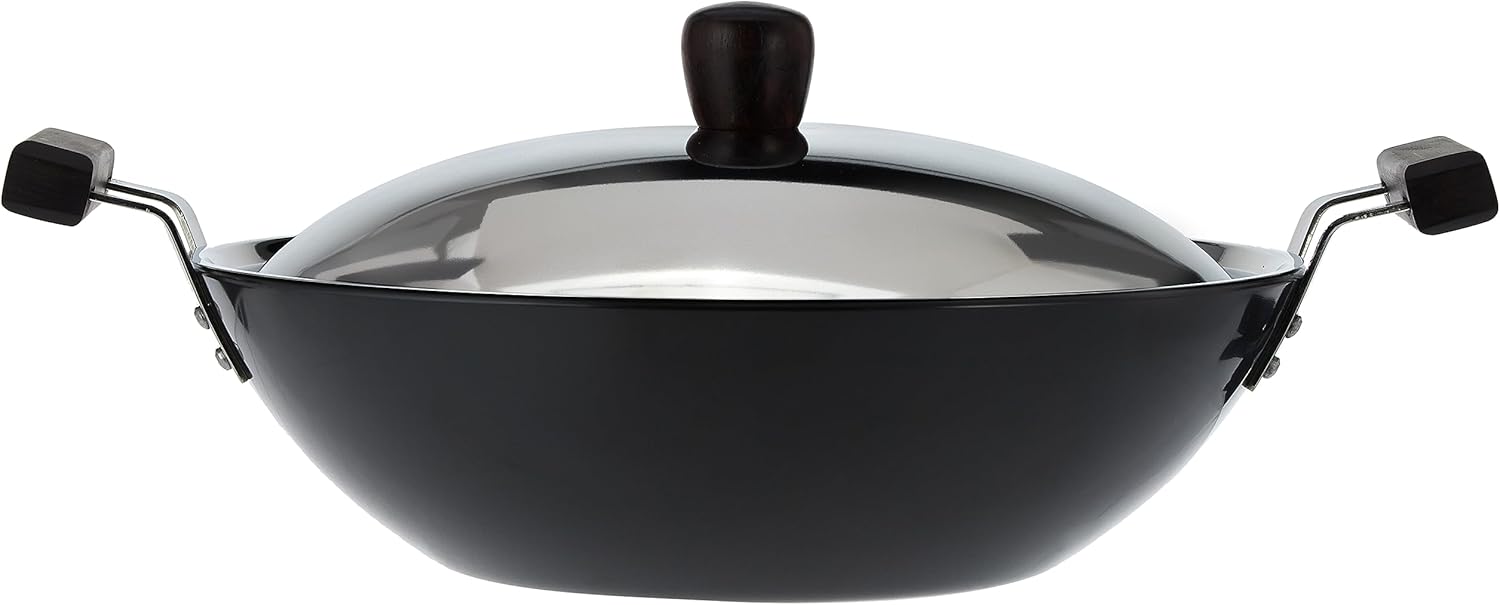 Hawkins Futura 5 Litre Deep Fry Pan, Hard Anodised Kadai with Stainless Steel Lid, Flat Bottom Kadhai, Big Kadai, Black (AD50S)