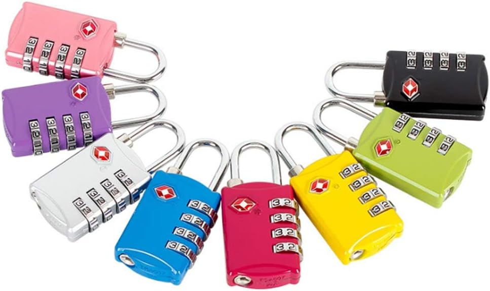 Luggage Padlocks Classic 4-Digit TSA Luggage Locks Travel Combination Padlock Password Code Number Security Padlock for Suitcase Briefcase Backpack Cabinet Code Lock for Travel (Color : Silver)