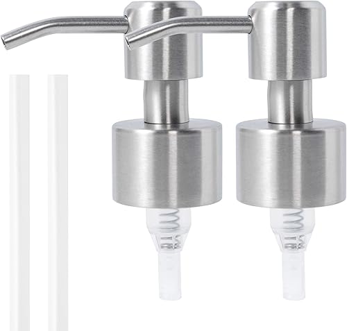 Bomba dispensadora de jabón de acero inoxidable, diseño moderno, paquete de 2 (cepillo de acero)