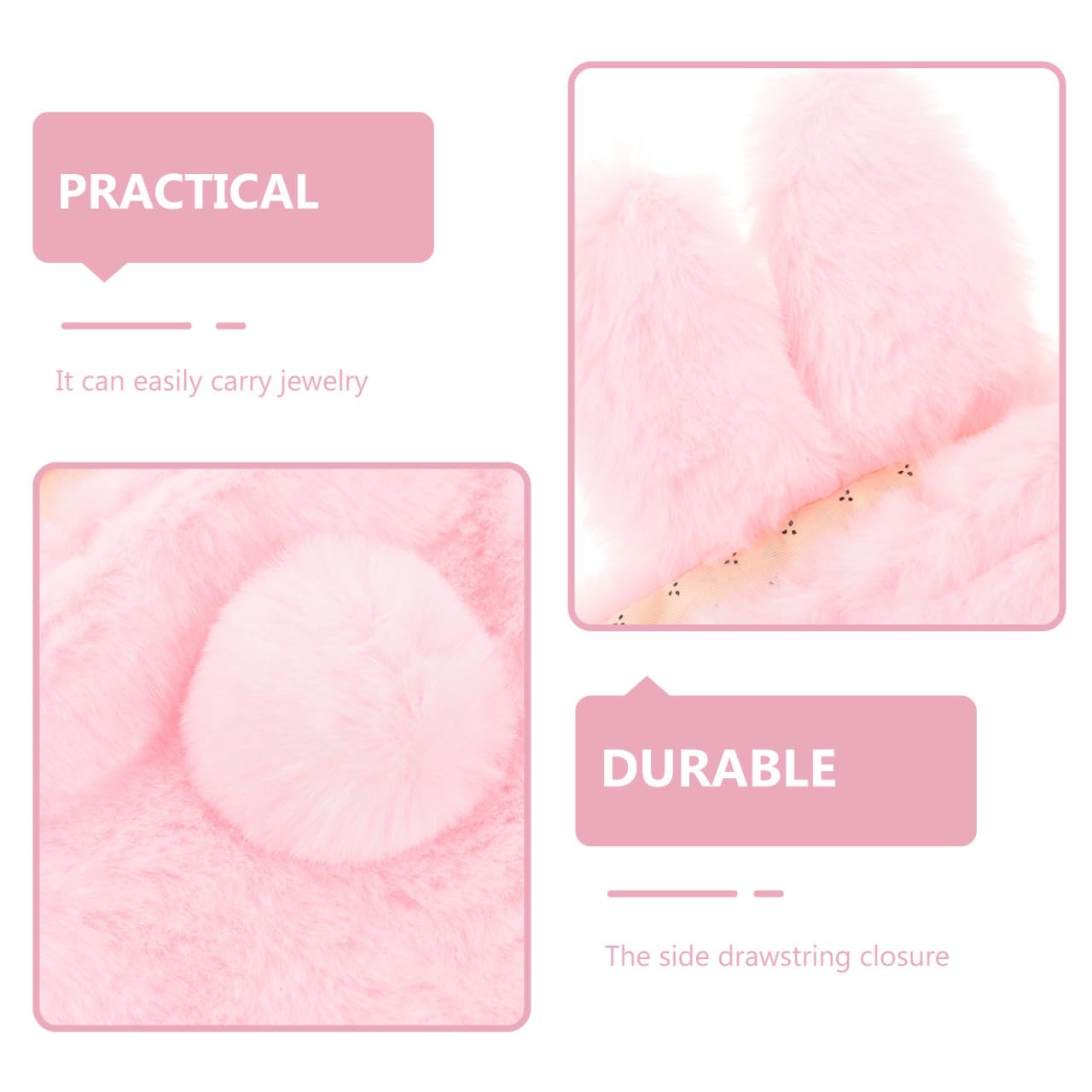 MAGICLULU 4 Pezzi Borsa Per Cosmetici in Peluche Piccola Borsa Per Cosmetici Per Borsa Da Viaggio Con Coulisse Chiusura Di Facile Accesso Base Piatta Stabile