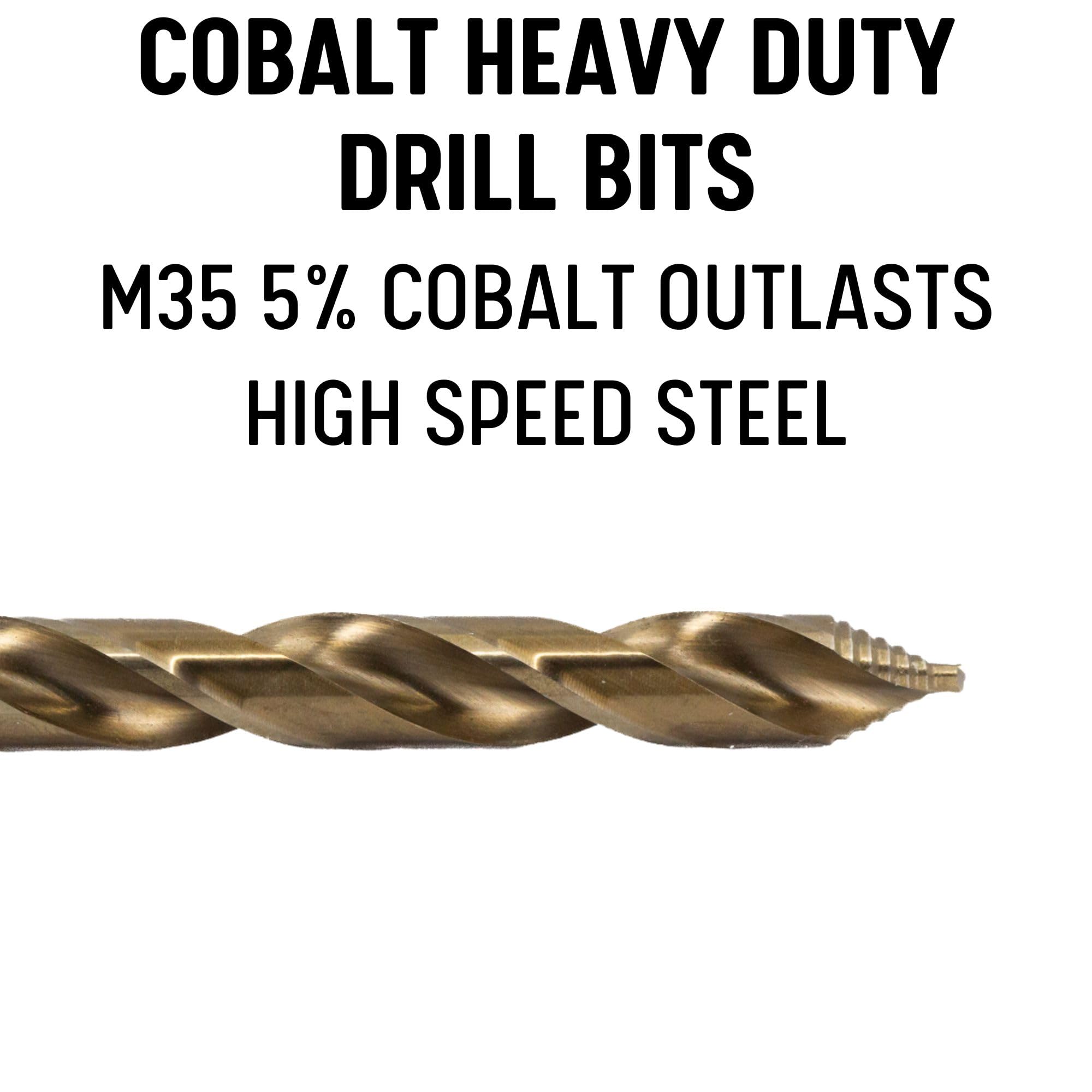 Drill America Broca escalonada de cobalto de 1 pulgada con vástago plano reducido de 1/2 pulgada, acabado de óxido de oro para taladrar acrílico, acero, metales duros, serie GSC