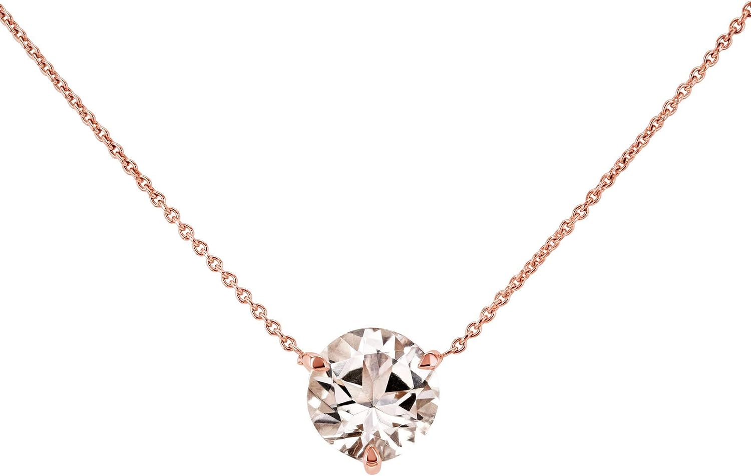 Kobelli 2ct Morganite Solitaire 3-Prong Necklace