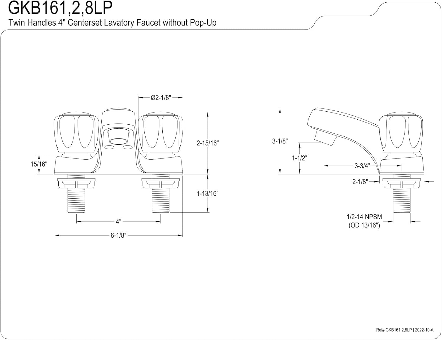 Double-Handle 3-Hole Deck Mount 4-Inch Centerset Bathroom Faucet