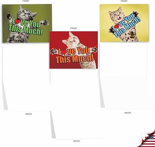 Miniatura 2 de The Best Card Company - 10 tarjetas de gato en blanco para todas las ocasiones (4 x 5.12 pulgadas) - Lindo juego de tarjetas a granel surtido - Cat