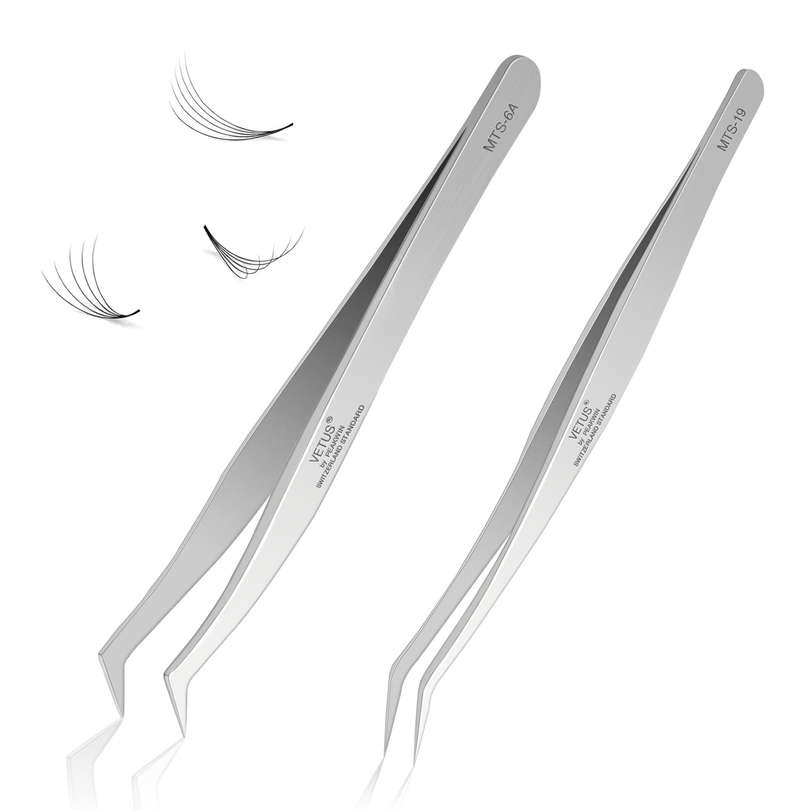 LZM Professional Curved Olecranon Clip Tweezers Set for Eyelash Extensions Stainless Steel Volume Precision Tools