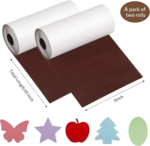 Miniatura 8 de Parche de cinta de reparación de cuero, 2 paquetes de calcomanías autoadhesivas de 3 x 60 pulgadas, kit de reparación de vinilo de varios colores