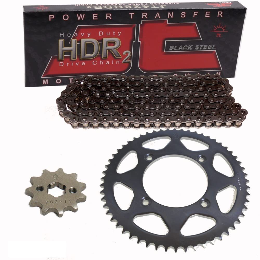 Juego de cadena compatible con Yamaha YBR 125 ED 05-06 cadena JT 428 HDR 118 abierto 14/45