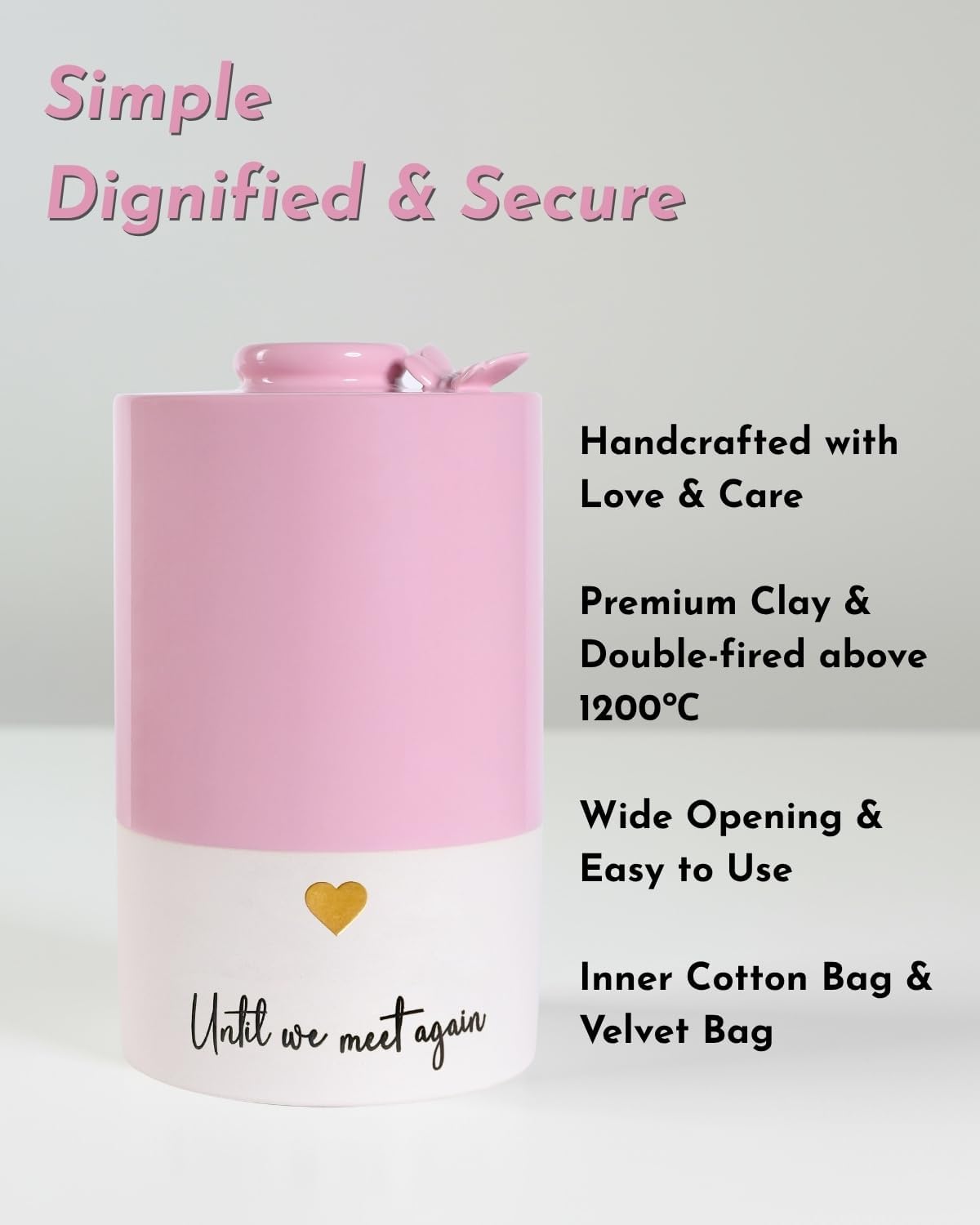 LastingTails Handmade Ceramic Cremation Urn for Human Ashes, 220 cu in (Up to 220 lbs), Home Décor Memorial Keepsake