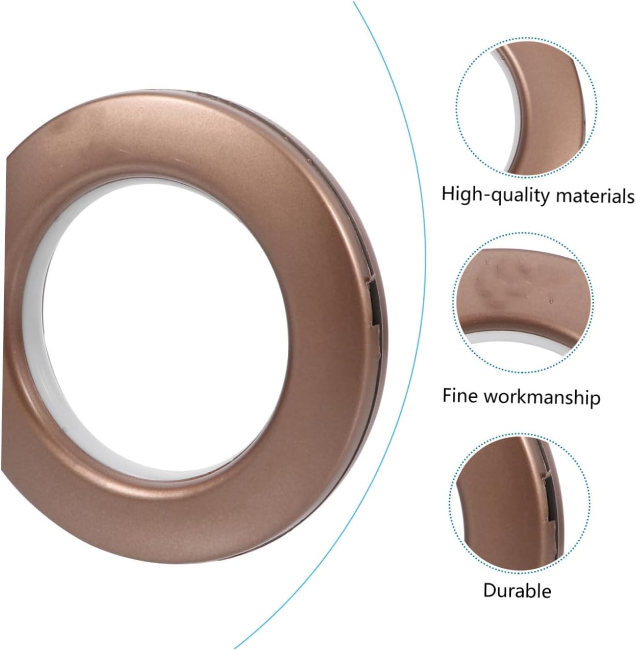 Sosoport 75pcs Coffee Color Curtain Grommets Inner Diameter Rings Low Noise Plastic Roman Curtain Eyelet Rings Sliding Window Drapes Fastener Clips for Home Décor