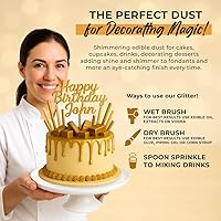 Vista 7 de Polvo brillante, polvo dorado comestible, polvo dorado brillante, decoración de pasteles comestibles, polvo dorado para pasteles, polvo de brillo
