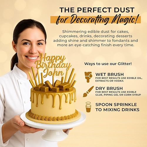 Miniatura 7 de Polvo brillante, polvo dorado comestible, polvo dorado brillante, decoración de pasteles comestibles, polvo dorado para pasteles, polvo de brillo
