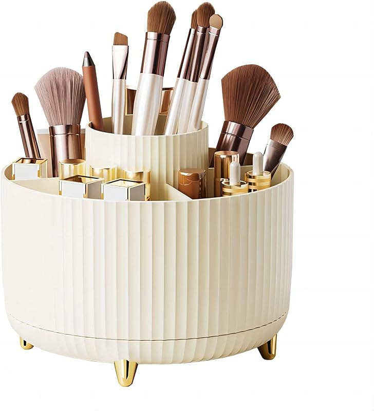 Organizador giratório para maquiagem DASITON com 5 compartimentos, cor Cream