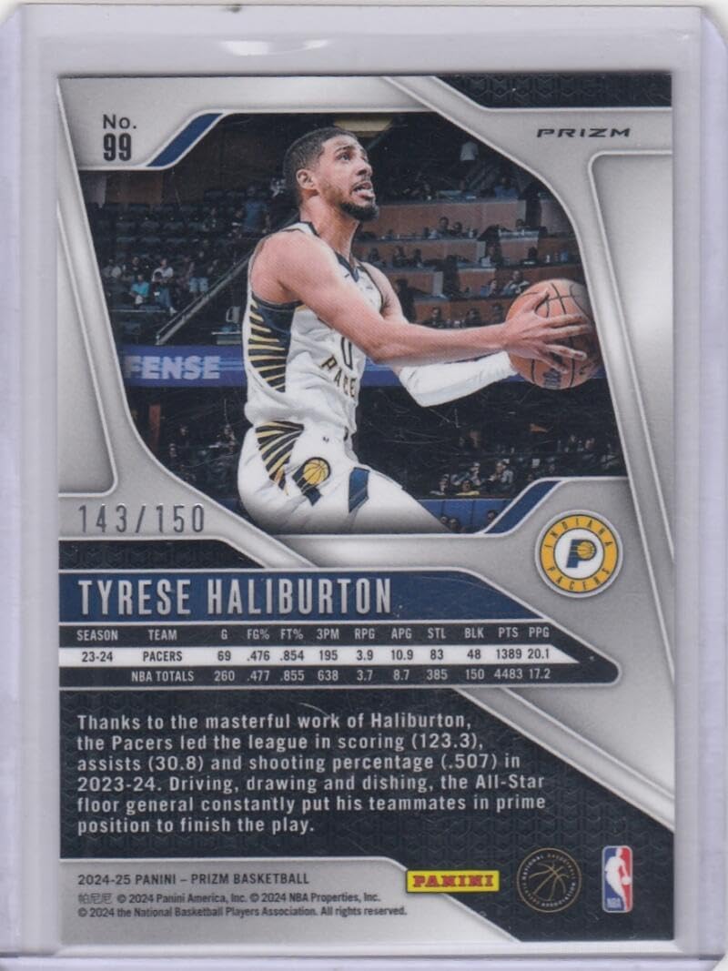Basketball Trading Card 2024-25 Panini Prizm Prizms Fast Break Blue #99 Tyrese Haliburton EX/NM 143/150 Pacers