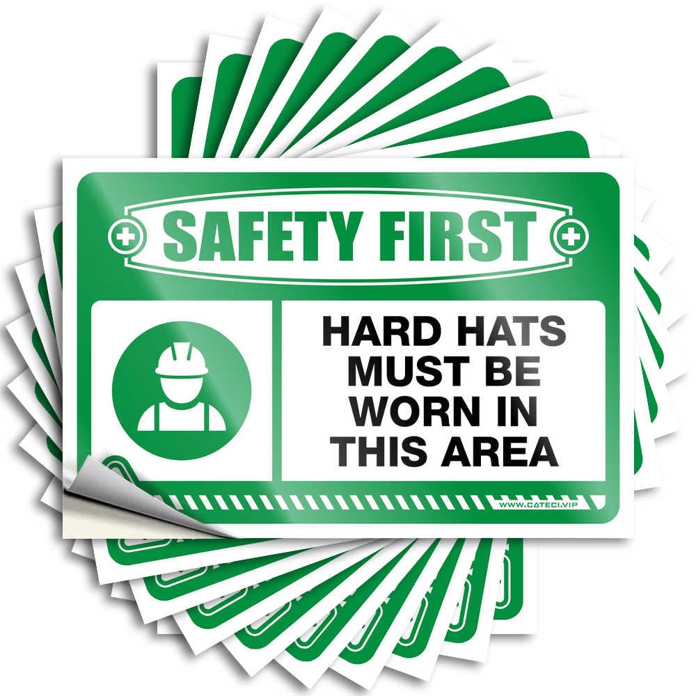 Labels Vinyl Number Self-Adhesive & Reading Decor Laminated - Safety First Hard Hats Must Be Worn in This Area for Window Car | Decals Women(12X18CM-6Pcs)