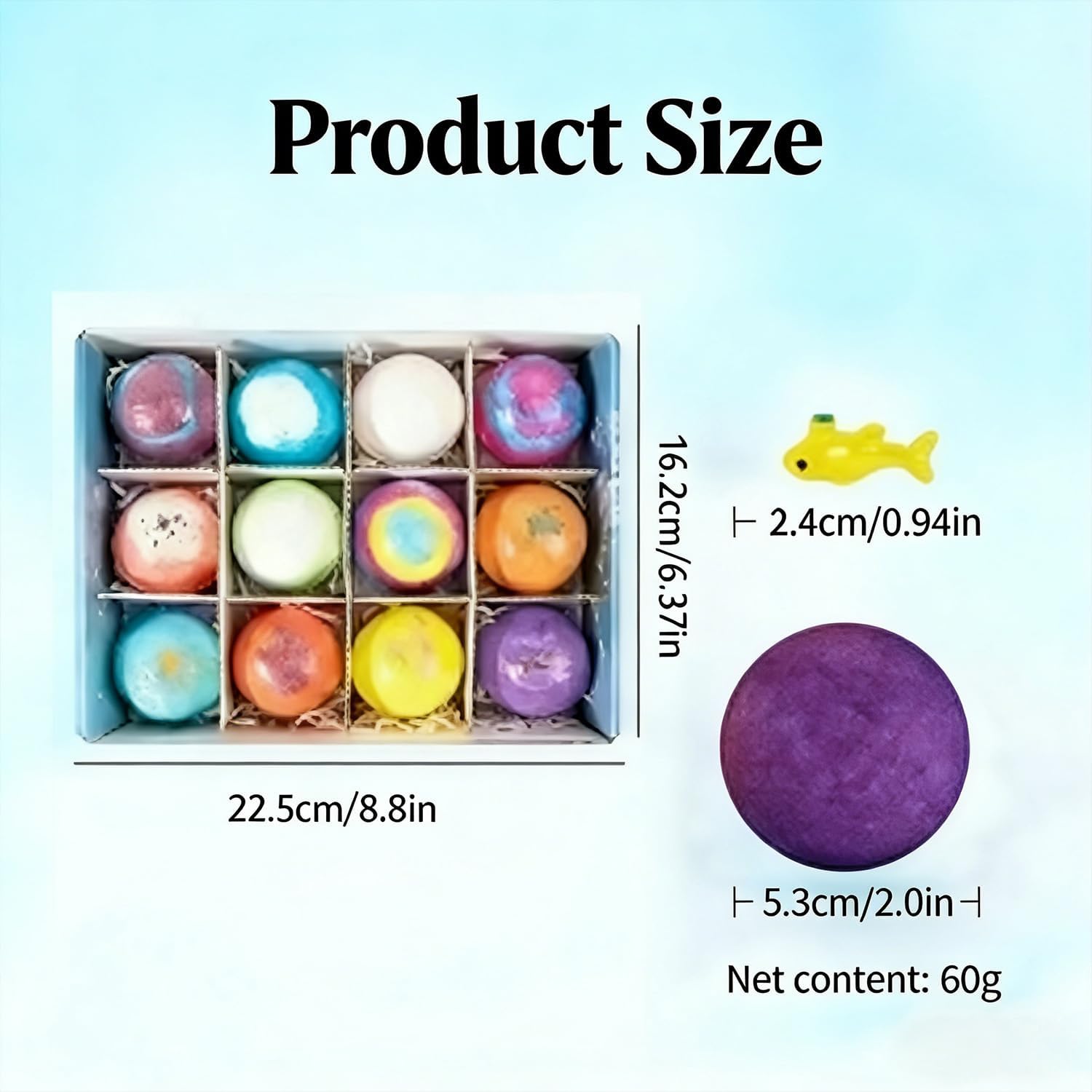 Ocean Toy Salt Ball Sleeve Box Bath Bombs, Bath Balls with Surprise Toys Inside, Natural Sea Salt Bubble Bath Fizzies for Boys & Girls, Gentle & Scented, Kid-Safe & Fun, Ideal Gift (B-1set)