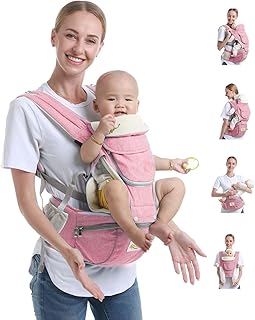 Baby Sling Carrier,6-in-1 Ergonomic Backpack Front Newborn to Toddler Wrap,Lightweight Adjustable Baby Seat Carrier,Pink