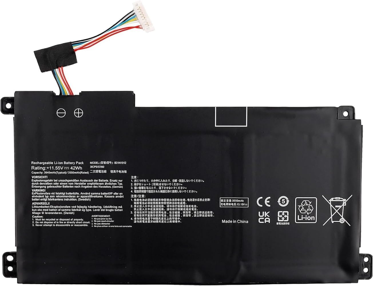 Batterie Compatible ASUS Vivobook Go 14/15 E410M E410MA L410MA - 42Wh, 11.4V - Noir