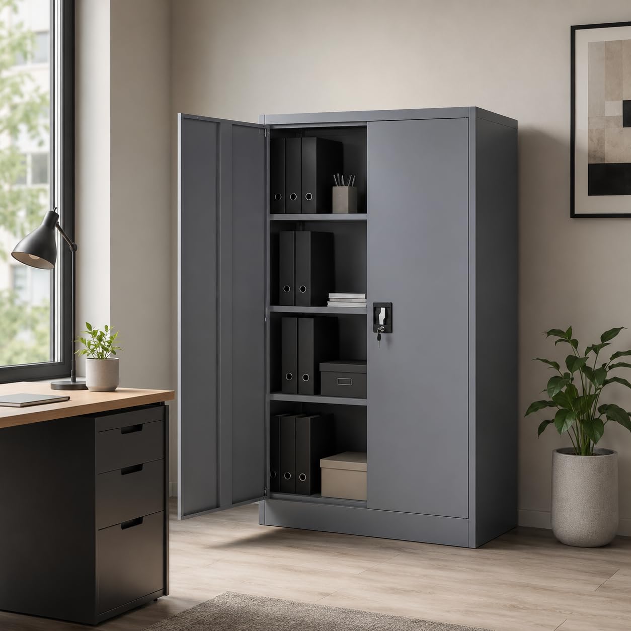 armoire de bureau métal 140 cm