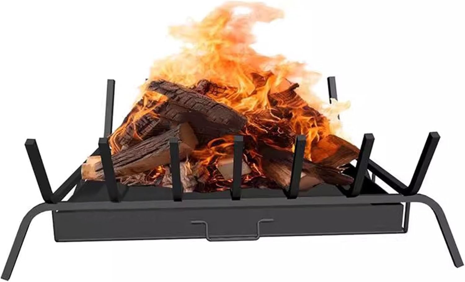 GTPBAO Fireplace Grate with Ash Trays Pan, Wood Stove Fireplace Log Grates 24 Inch, Heavy Duty Hearth Grate for Indoor Outdoor Chimney