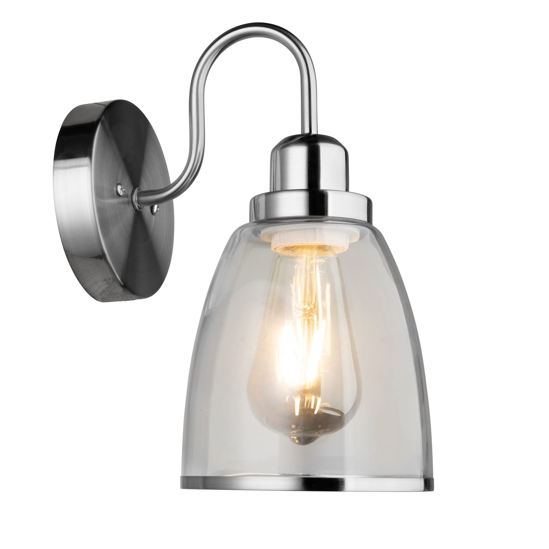 Lighting Supermarket Silver Chrome Rossi Unswitched Wall Light - Clear Glass Shade