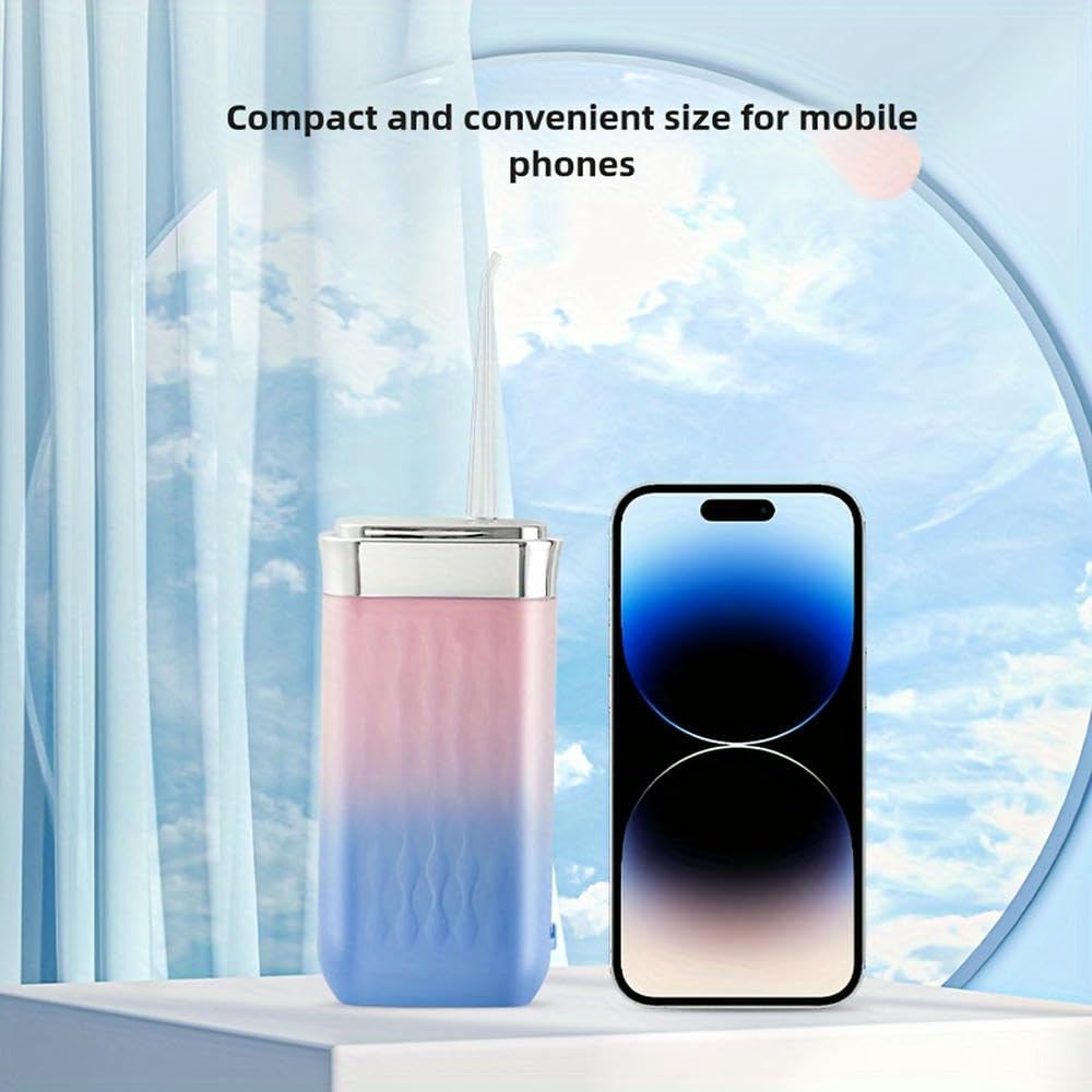 Irrigador bucal eléctrico portátil Azul, Recargable, con Ajuste de 3 velocidades y Carga USB.