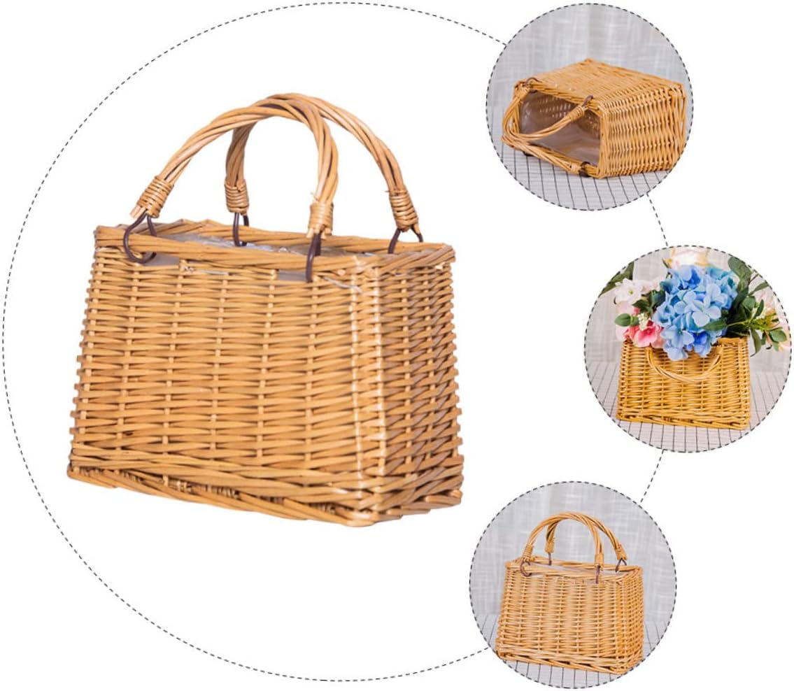 VANZACK 3 Pcs Handmade Rattan Baskets Decorative Storage Basket Flower Arrangement Rattan Bread for Home