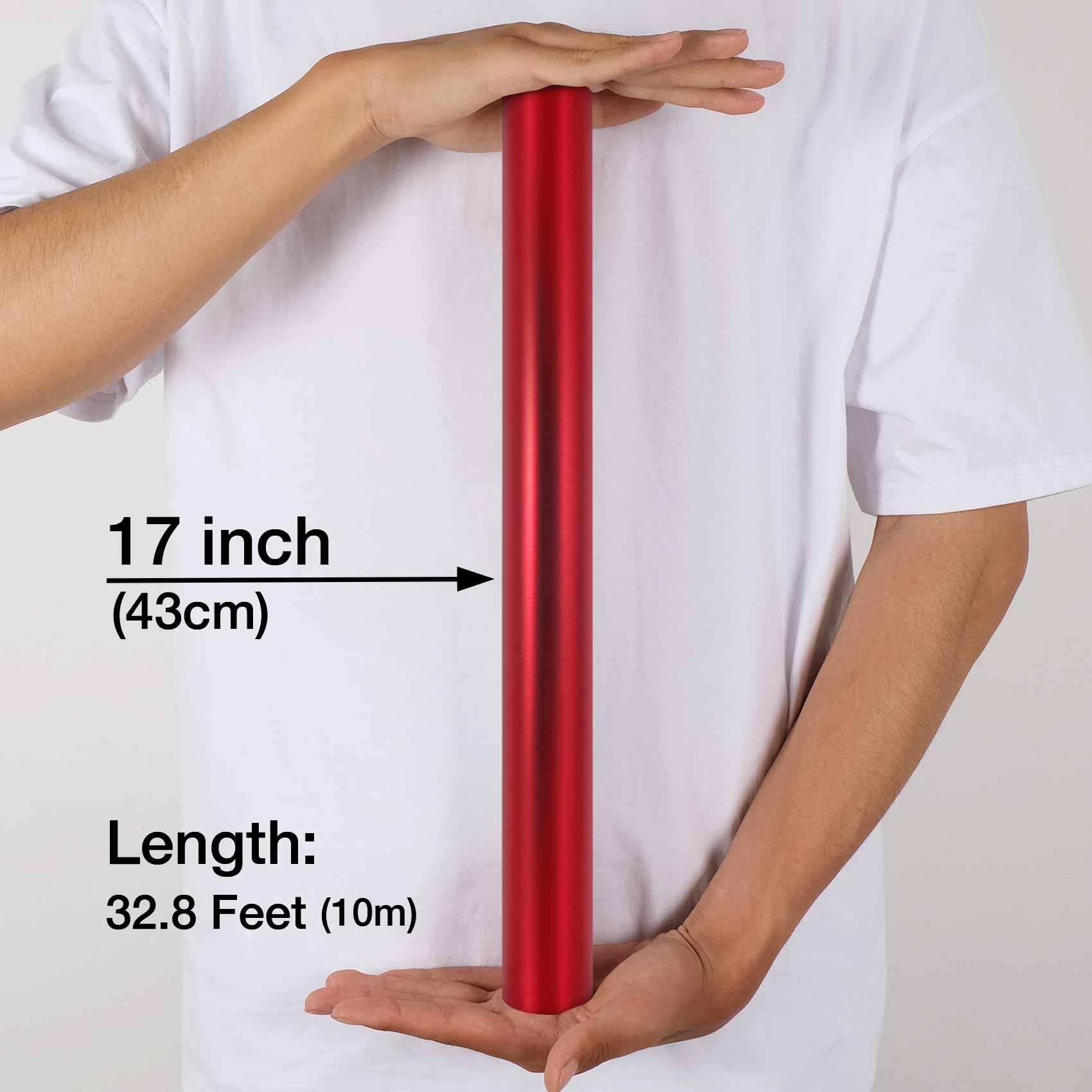 Aimyoo Czerwona metaliczna rolka papieru do pakowania - 40 cm x 32,8 m, matowy jednolity czerwony papier na urodziny, Boże Narodzenie, ślub, baby shower, wakacje, wieczór panieński
