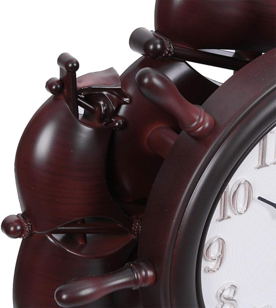 Silent Quality Table Clock Wooden Clock Carriage Clock, Vintage Sailboat Quartz Damper Night Tv Cabinet Office Living Bar Mantel Clocks