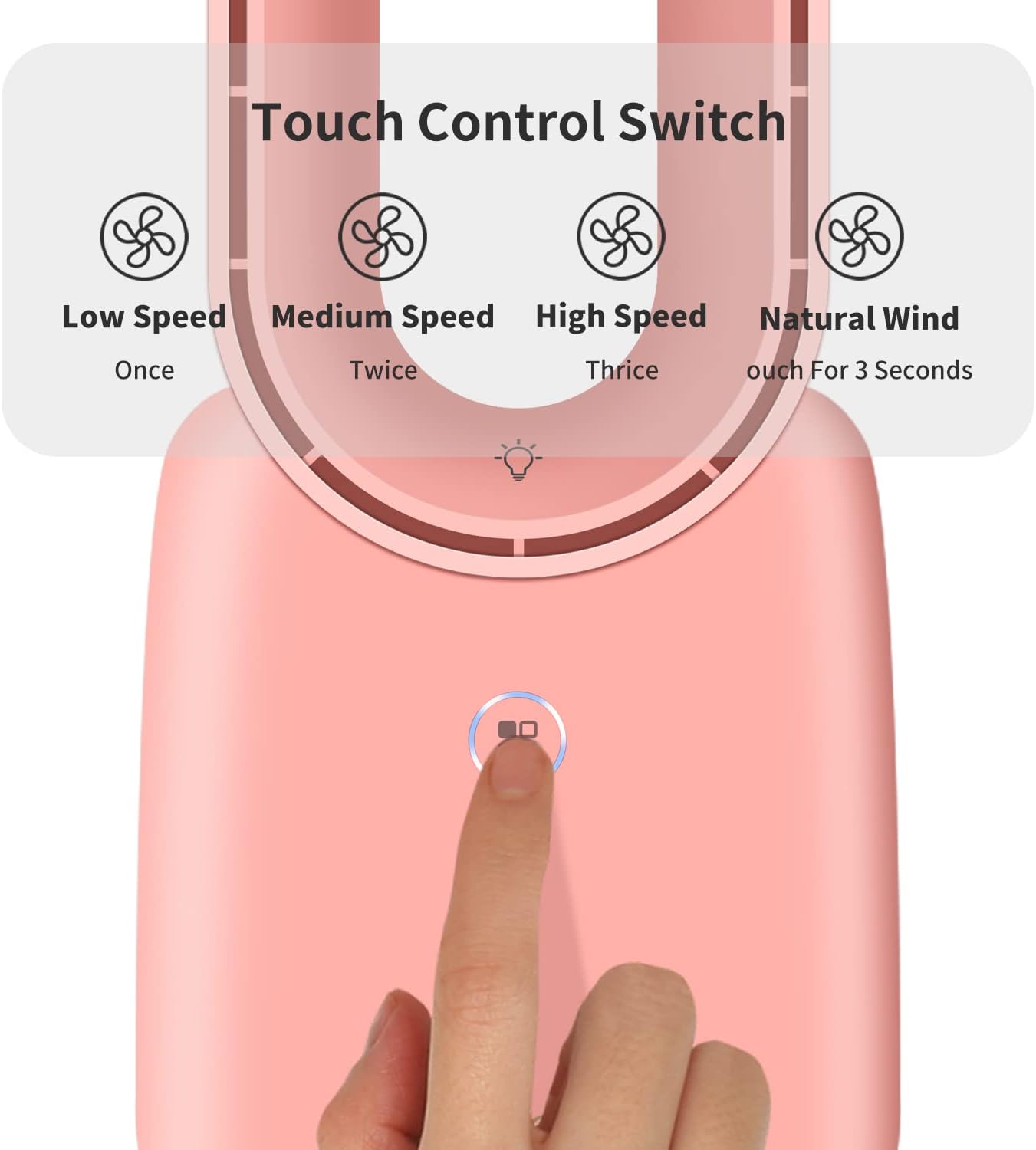 Misby Desk Fan, Portable Bladeless Fan 4 Wind Speed & Touch Control 5 Colors Led Light 11.8 Inch Small Quiet Cooling Fan, Personal Quiet Table Fan for Home, Office, Desktop, Bedroom (Pink)