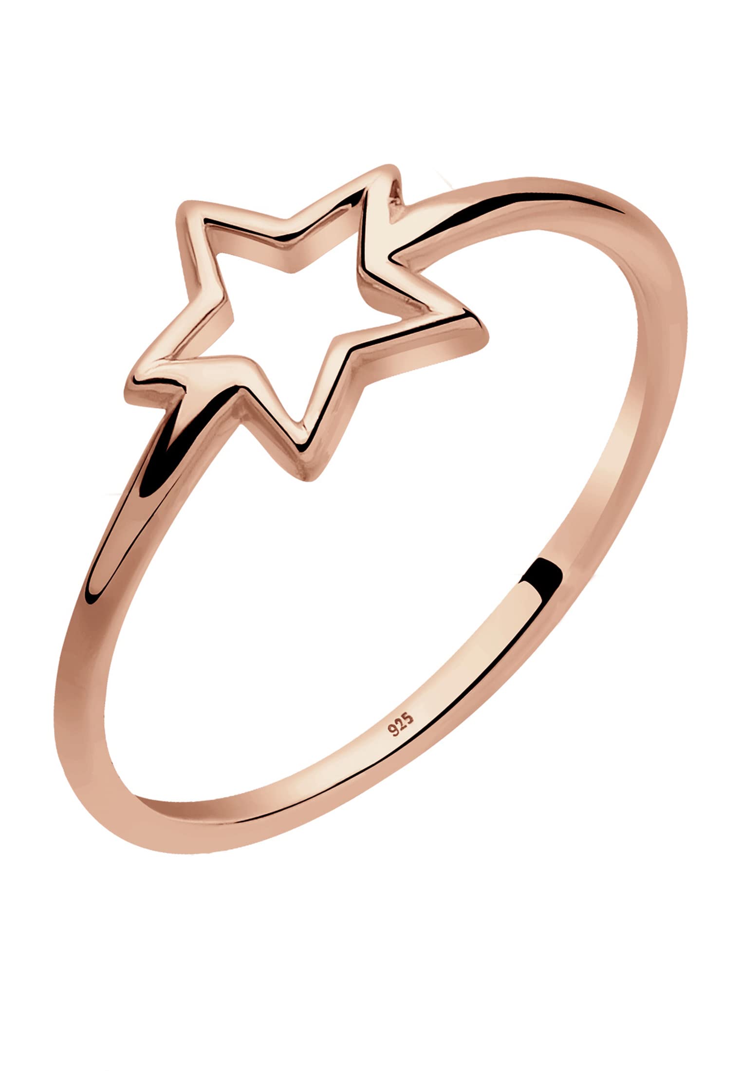 Elli Women 925 Sterling Silver Rose Gold Plated Stars Ring - Size P 0603163015