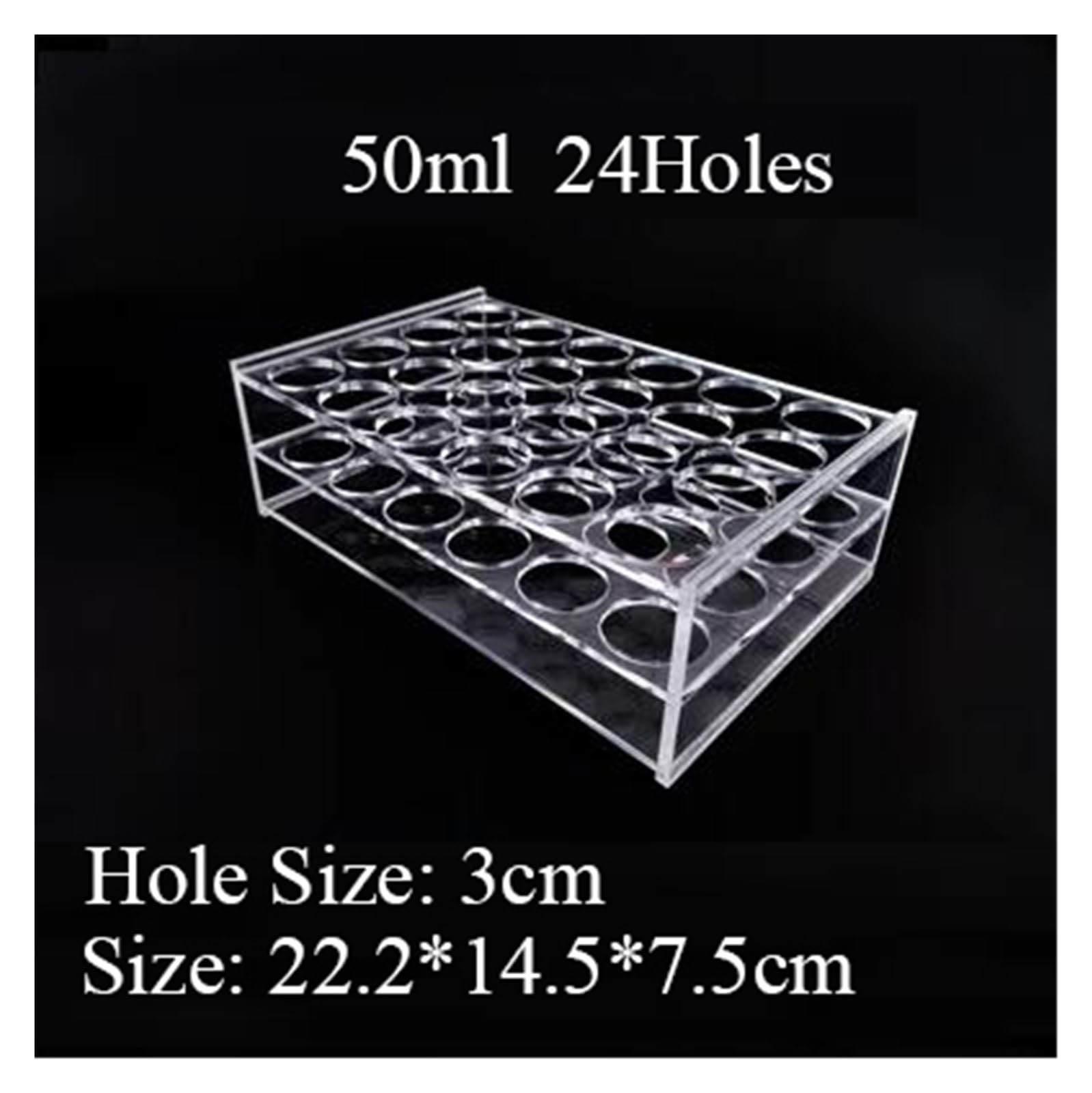 soporte for tubos de ensayo 0,2/0,5/1,5/2/5/7/10/15/20/25/50/100ml 24/48/40/96 agujeros Placa de almacenamiento soporte de tubos centrífugos de laboratorio de vidrio orgánico(1Pc 50ml 24Holes)