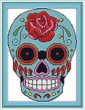 eGoodn Cross Stitch Stamped Kits 11CT 3 Strands 11”X15.4” Cross-Stitching Accurate Pre-printed Pattern - Skull, Handmade Needlework Set Embroidery DIY Home Decoration Without Frame