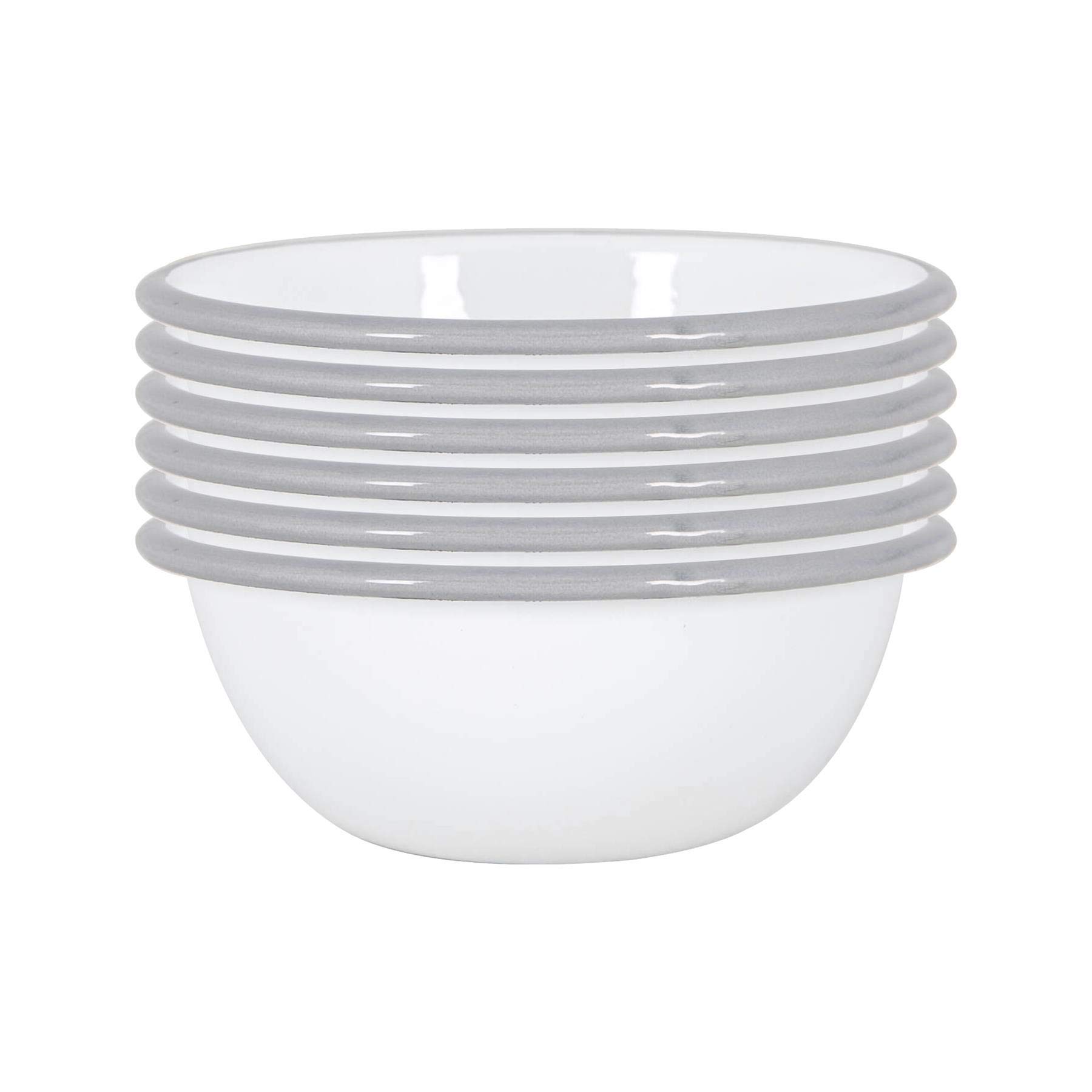 Argon Tableware Coloured Pasta Bowls - 16cm - Pack of 12 - Grey Salad Bowls Metal Enamel Cereal Bowls Lightweight Camping Serving Bowls for Snacks, Pasta, Cereal, Salad