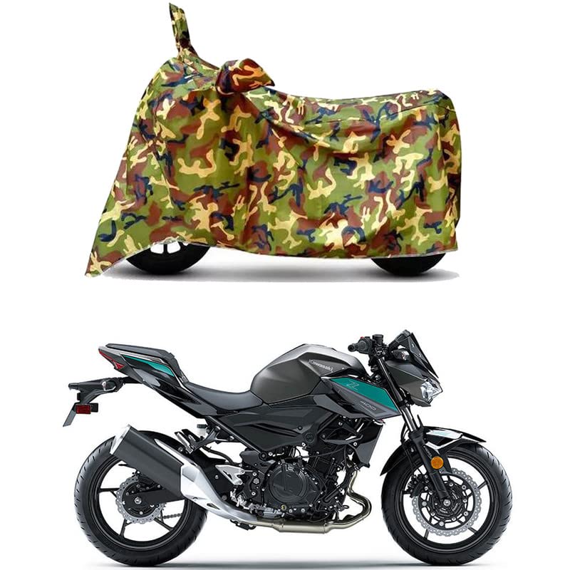 Image of Waterproof 100% PVC Coated Full Bike Scooty Two Wheeler Body Cover Compatible for KawasaZ400 STD /UV-Rays /Heat Protection /Birds Dropping /Scratchproof /Dust Proof s[6X6 Jungle Print]