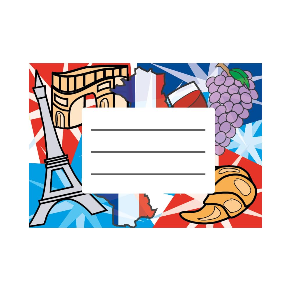 SuperStickers French Self Adhesive Exercise Book Labels. Pack of 32.