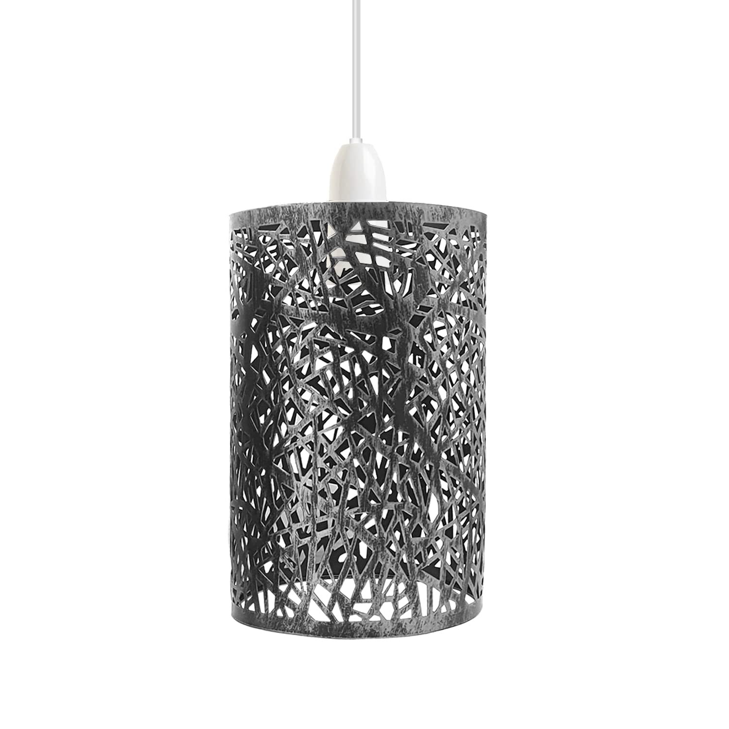 LEDSONE Vintage Drum Cage Metal Lamp Shade Brushed Silver 15cm Easy Fit Ceiling Lamp Shade Industrial Cage Light DIY Ceiling Pendant Light for Dining Room, Bedroom, Loft, Hallway โ image 1