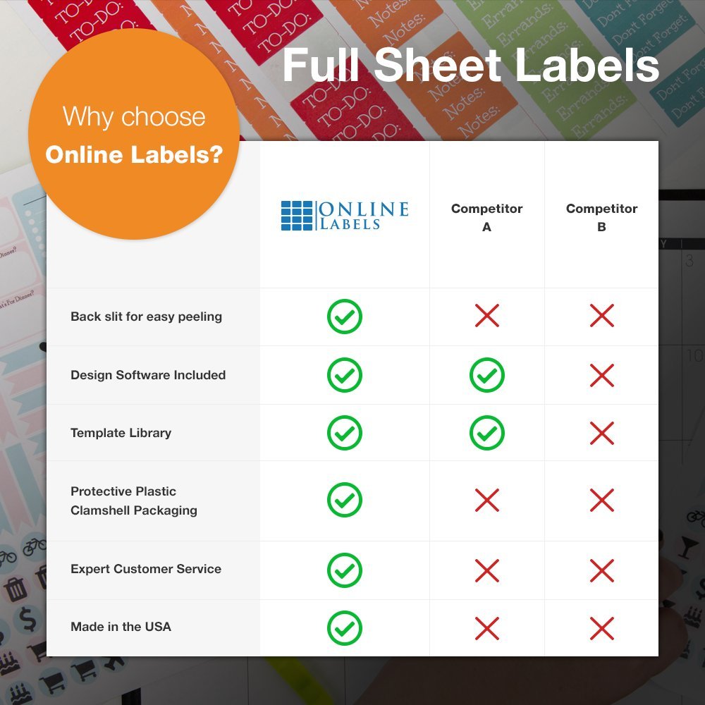 Buy Sticker Paper, 100 Sheets, White Matte, 8.5 x 11 Full Sheet Label