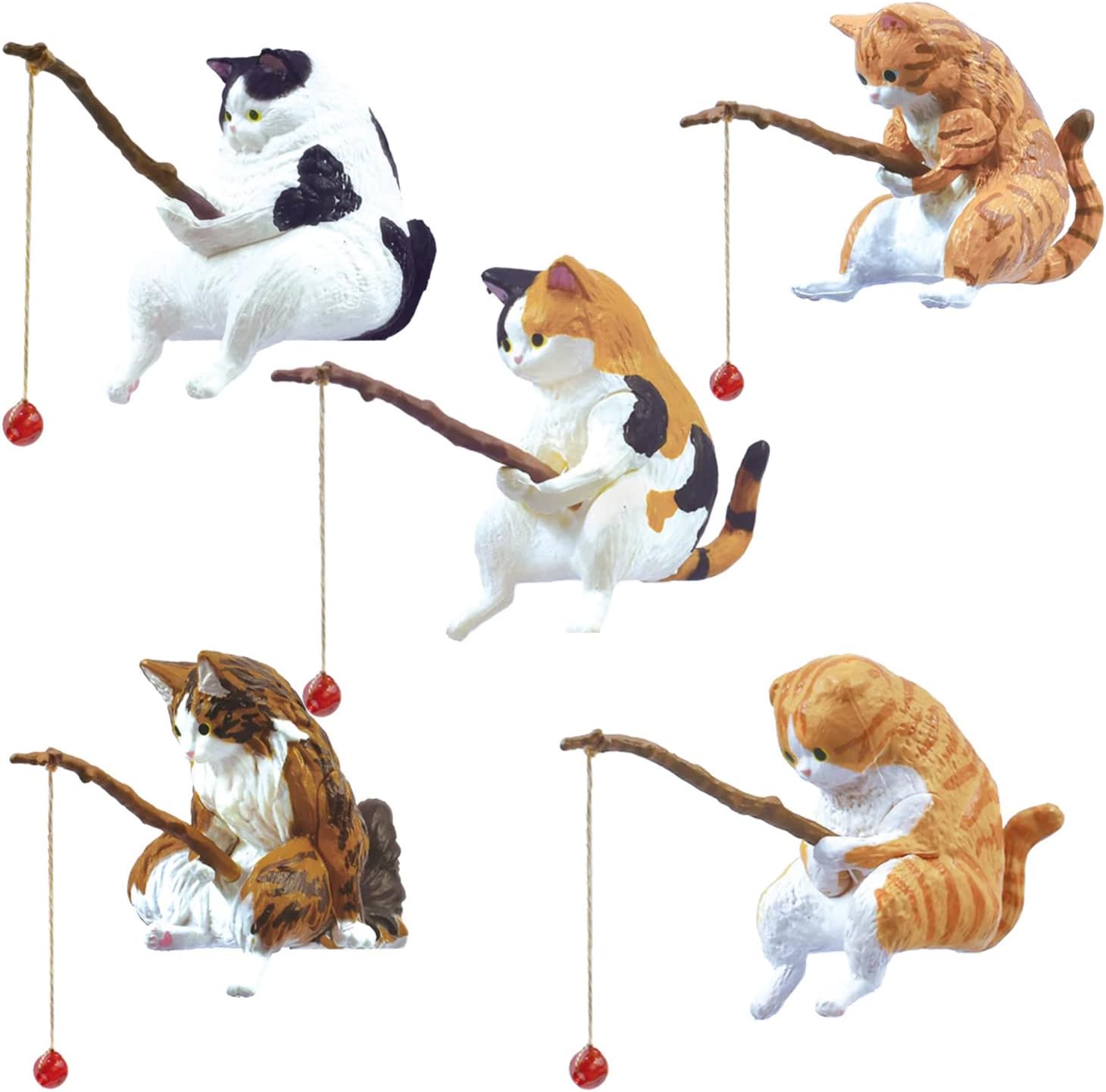 1 x Cat Fishing Figurine Cute Animal Model Cat Fishing Gashapon Toy