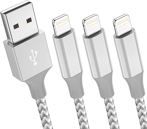 Apple MFi - Cargador de carga rápida para iPhone 3 unidades cable Lightning de 10 pies cable de nailon trenzado largo para iPhone 131211