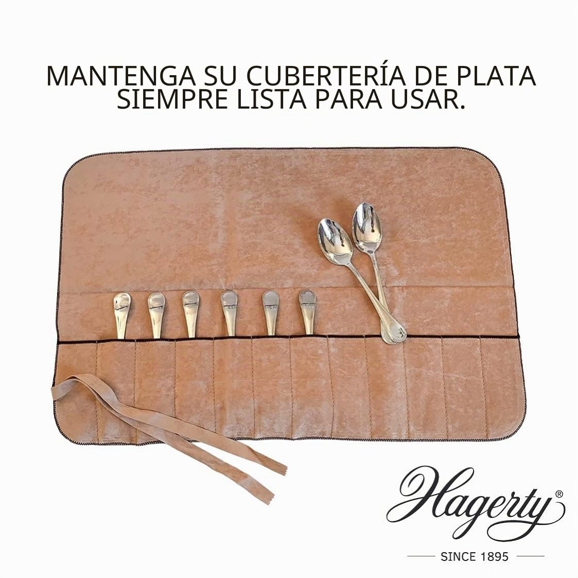 Hagerty Silver Guard Cutlery Roll funda para cubiertos de plata y plateados 59x40 cm I práctico portacubiertos con protección antideslustre para cucharas de frutas con 12 compartimentos