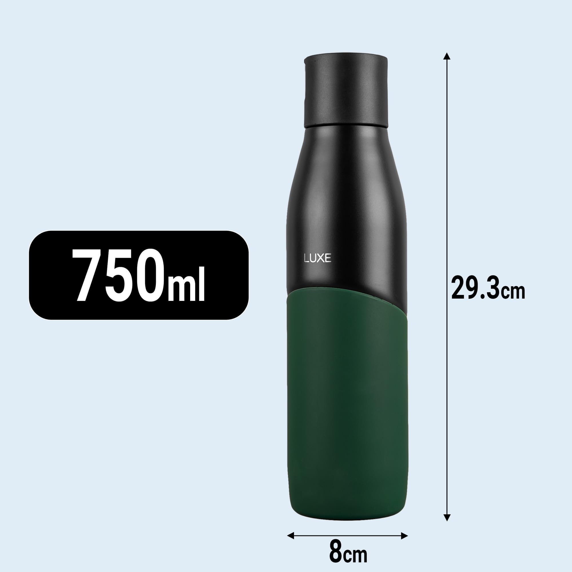 Pigeon by Stovekraft Luxe Thermos Stainless steel Sipper Flask 750ml with Straw| 24 Hours Hot and Cold|Leak Proof|Easy to open|Easy to use|Ideal Usage for office men/women|school/college|Black&Green