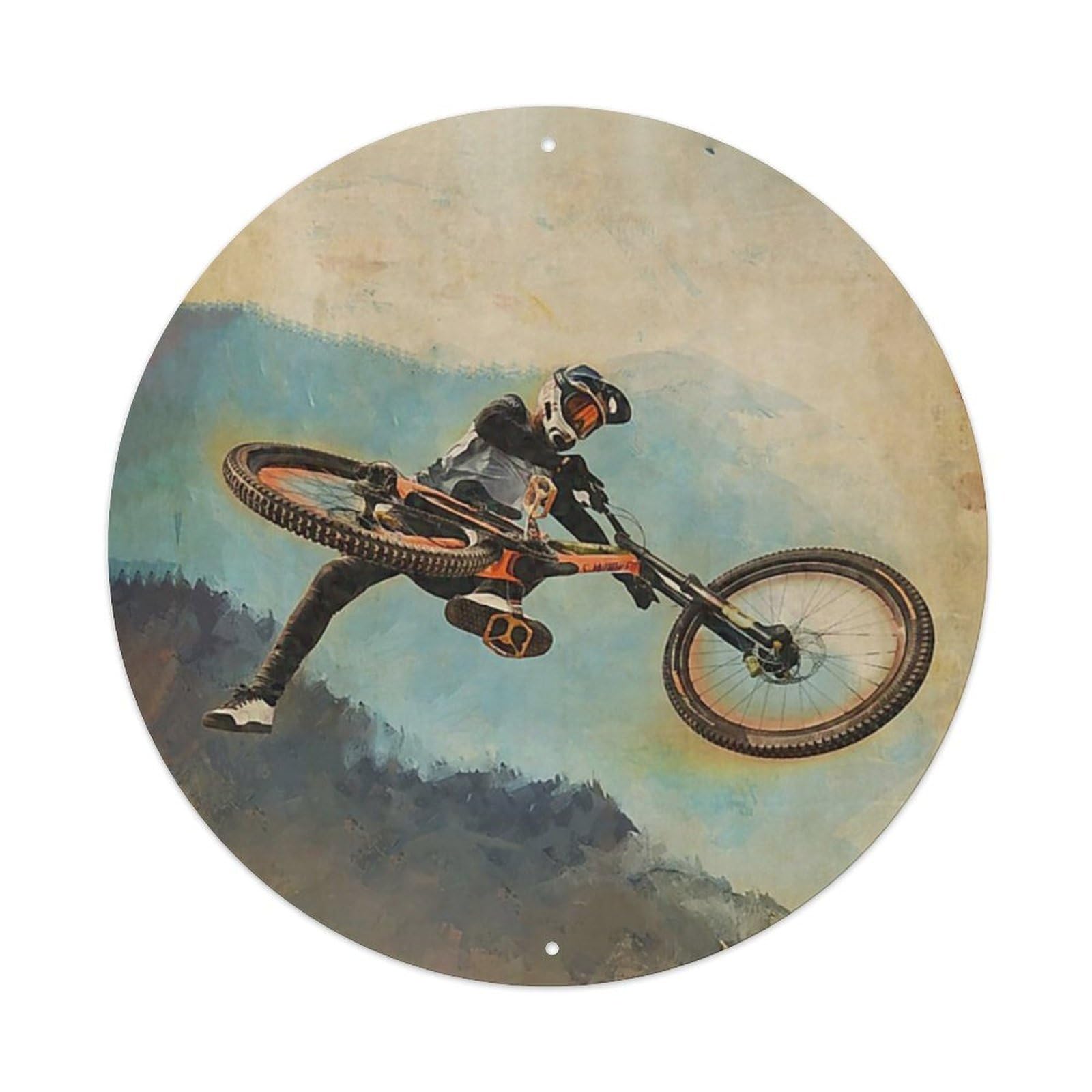 Mountain Bike Vintage Jump Forest Sports Metal Tin Sign