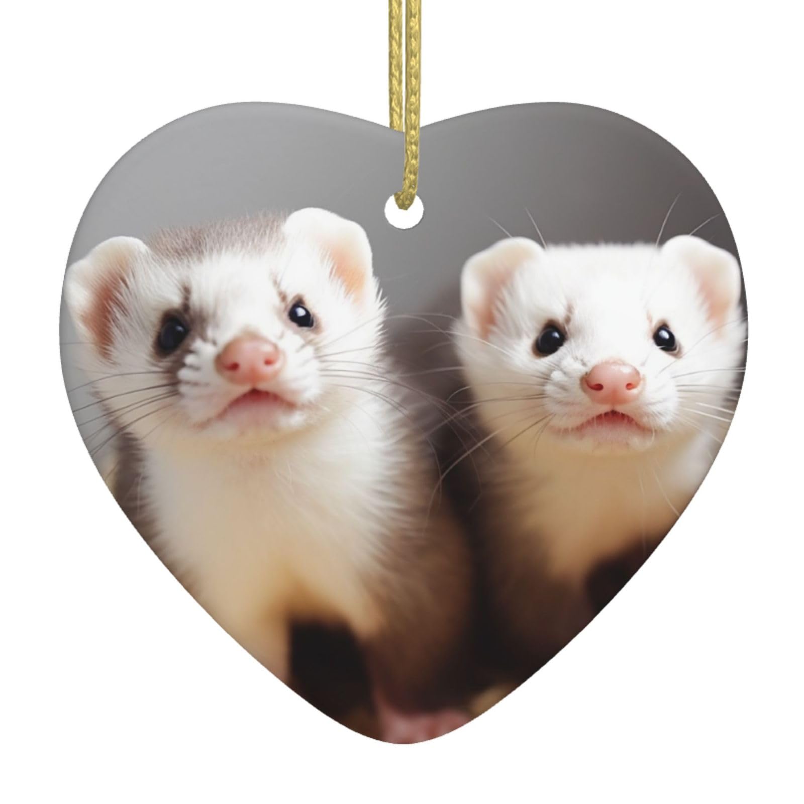 Fodpand Women's White Ferrets Christmas Ornaments 2025, Gift Exchange For Men, Collectible Ceramic Ornament Heart Hanging Ornaments For Christmas Tree Decoration
