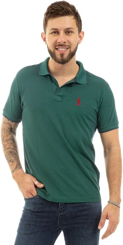 Camisa Polo Básica Piquet com Algodão Jacquard Ponto John Pull